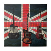 British Union Jack Flag Rock Roll Electric Guitar Tegeltje (Voorkant)