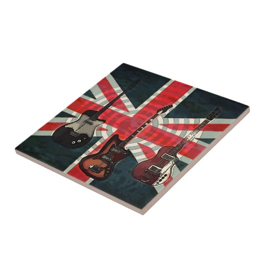 British Union Jack Flag Rock Roll Electric Guitar Tegeltje (Zijkant)