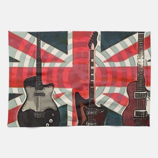 British Union Jack Flag Rock Roll Electric Guitar Theedoek (Horizontaal)