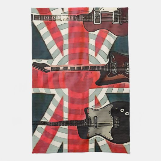 British Union Jack Flag Rock Roll Electric Guitar Theedoek (Verticaal)