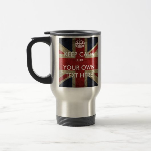 British Union Jack Keep Calm en voeg uw eigen teks Reisbeker (Links)