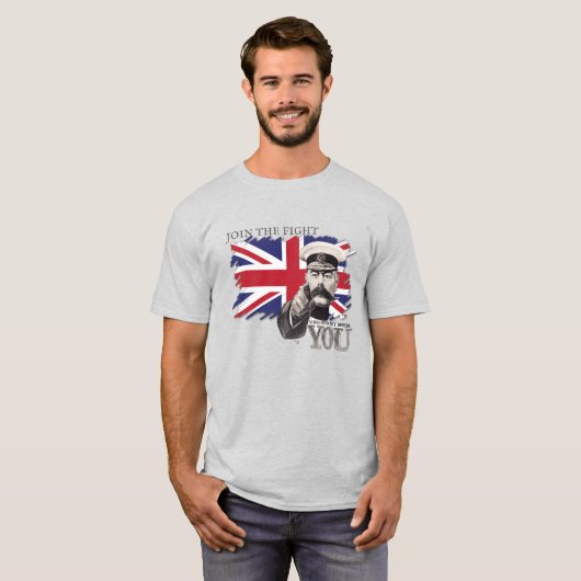 British Union Jack Mannen Basic T-shirt (Voorkant volledig)