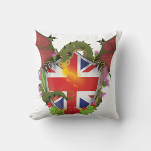 British Union Jack Shield and Dragon Kussen