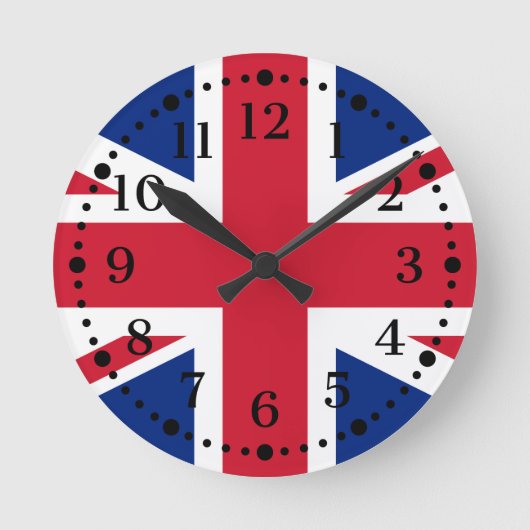 British Union Jack Wall Clock Ronde Klok (Voorkant)