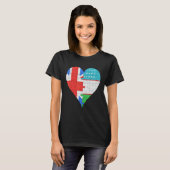 British Uzbekistani Flag Heart T-shirt (Voorkant volledig)