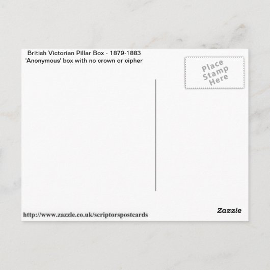 British Victoriaans Pillar Box Briefkaart (Achterkant)