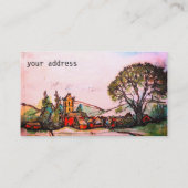 British Village Art Sketch in Waterverf Visitekaartje (Achterkant)