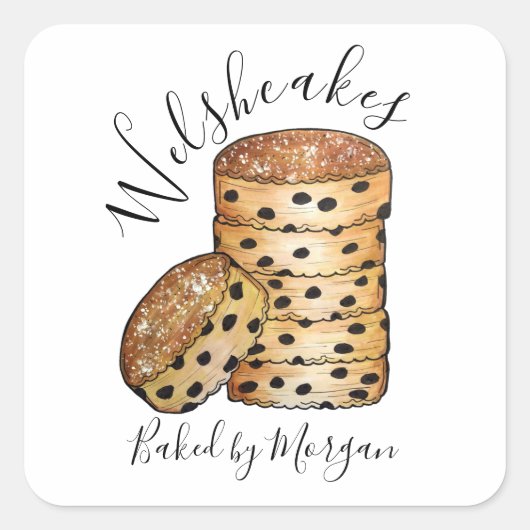 British Welsh Cakes Welshcakes Homemade van Vierkante Sticker (Voorkant)