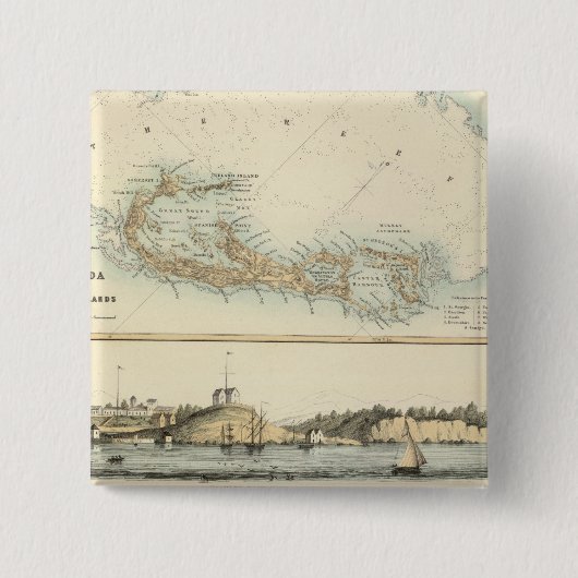 British West Indian Possessions Vierkante Button 5,1 Cm (Voorkant)