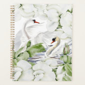 British White Floral & Swan Waterverf Art Planner (Voorkant)