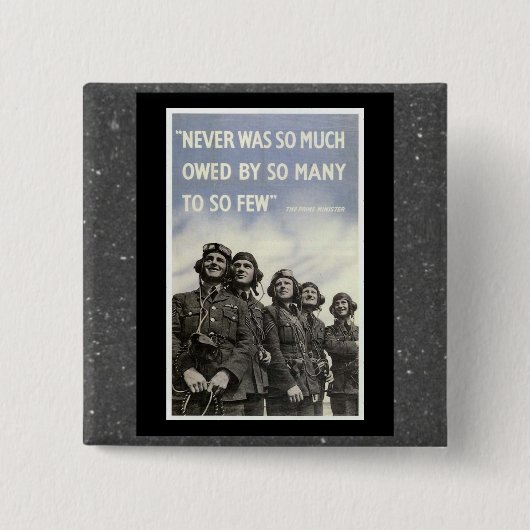 British WW2 Churchill Quotation Vierkante Button 5,1 Cm (Voorkant)
