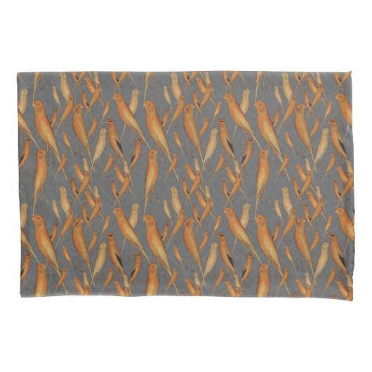 British Yorkshire Canary Grey Brocade Achtergrond Kussensloop (Voorkant)