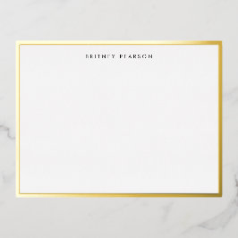 Britney Gold Foil Border Gepersonaliseerde briefpa Folie Uitnodiging Briefkaart