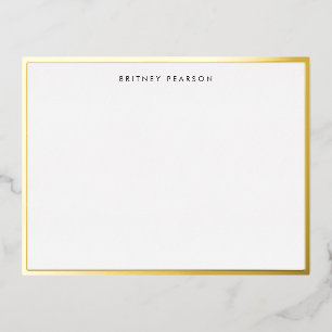 Britney Gold Foil Border Gepersonaliseerde briefpa Folie Uitnodiging Briefkaart