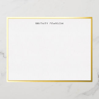 Britney Gold Foil Border Gepersonaliseerde briefpa Folie Uitnodiging Briefkaart