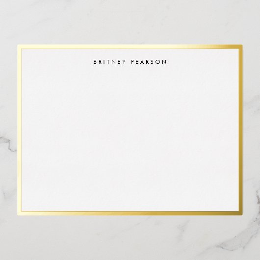 Britney Gold Foil Border Gepersonaliseerde briefpa Folie Uitnodiging Briefkaart (Voorkant)
