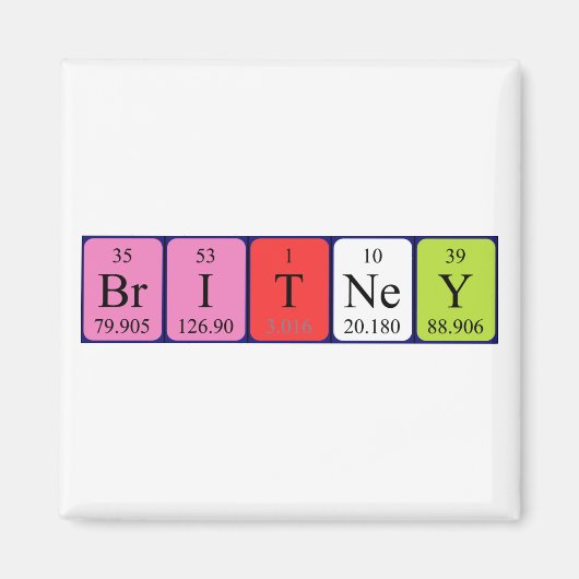 Britney periodieke tabel naam magneet (Voorkant)