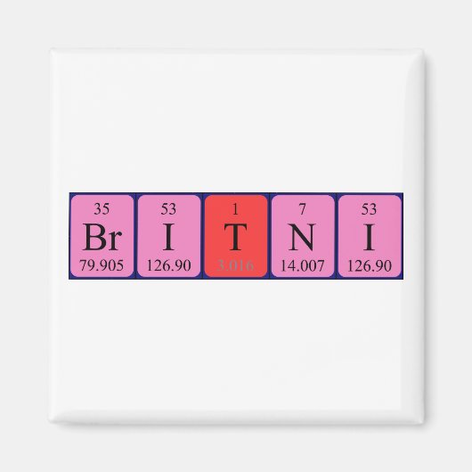 Britni periodieke table name magnet (Voorkant)