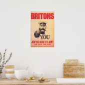 BRITONS! Lord Kitchener wil je! Samenvoeging leger Poster (Keuken)