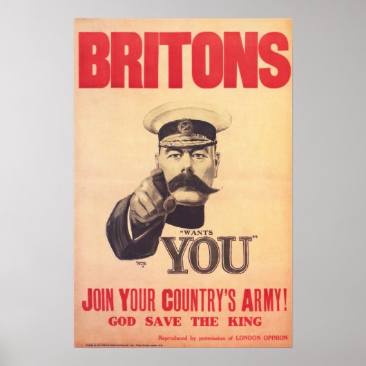 BRITONS! Lord Kitchener wil je! Samenvoeging leger Poster (Voorkant)