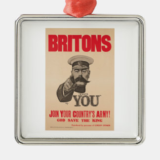 Britons Lord Kitchener wil je WWI Propaganda Metalen Ornament