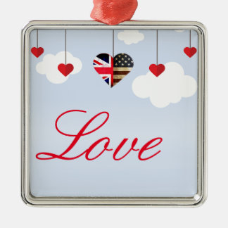 Brits Amerikaans Liefdeshart in wolken Metalen Ornament