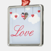 Brits Amerikaans Liefdeshart in wolken Metalen Ornament (Links)
