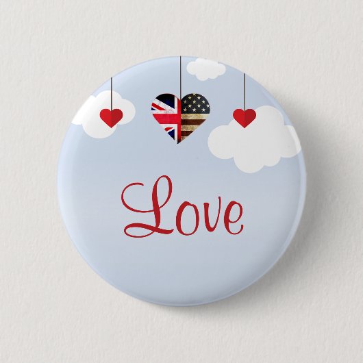 Brits Amerikaans Liefdesharten koninklijk huwelijk Ronde Button 5,7 Cm (Voorkant)