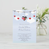 Brits Amerikaans Romantisch Harten Bruiloft Kaart (Staand voorkant)