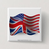 Brits-Amerikaanse golfvlag Vierkante Button 5,1 Cm (Voorkant)