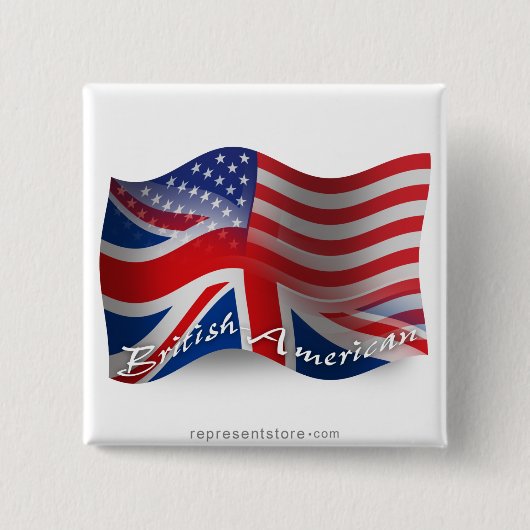 Brits-Amerikaanse golfvlag Vierkante Button 5,1 Cm (Voorkant)