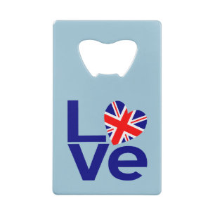Brits Blauw LIEFDE Britse Vlag Hart Creditkaart Flessenopener