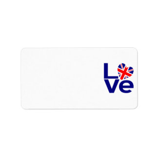 Brits Blauw LIEFDE Britse Vlag Hart Etiket
