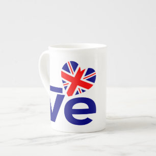 Brits Blauw LIEFDE Britse Vlag Hart Porselein Kop