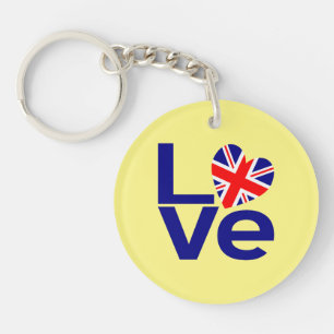 Brits Blauw LIEFDE Britse Vlag Hart Sleutelhanger