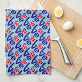 Brits Blauw LIEFDE Getegeld VK Hart Vlag Theedoek (Quarter Fold)