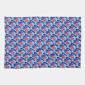 Brits Blauw LIEFDE Getegeld VK Hart Vlag Theedoek (Horizontaal)