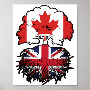 Brits - Brits - Canadese vlag voor boomstammen Poster