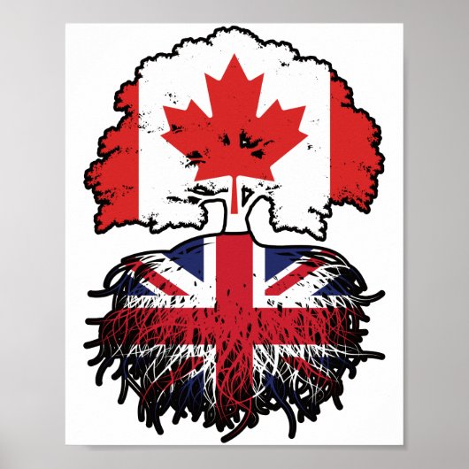 Brits - Brits - Canadese vlag voor boomstammen Poster (Voorkant)