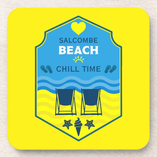 Brits cadeau met strandthema bier onderzetter (Voorkant)