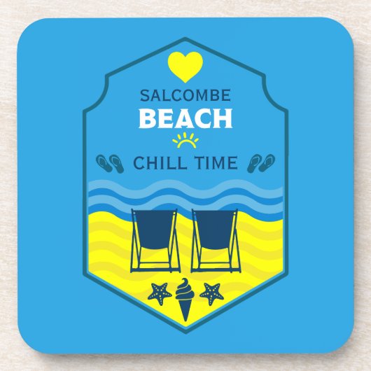 Brits cadeau met strandthema bier onderzetter (Voorkant)