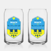 Brits cadeau met strandthema blikvorm glas (Achterkant)