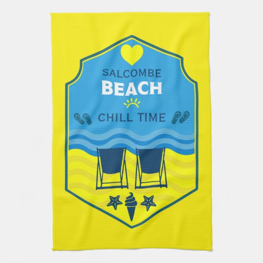 Brits cadeau met strandthema theedoek (Verticaal)