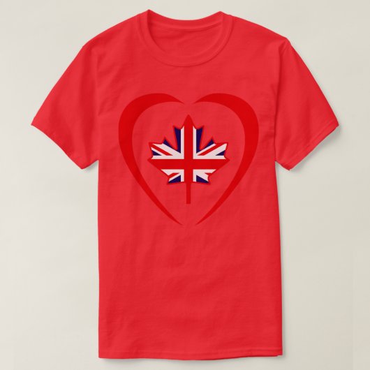 Brits-Canadese Multinationale Patriot Flag Heart T-shirt (Design voorkant)