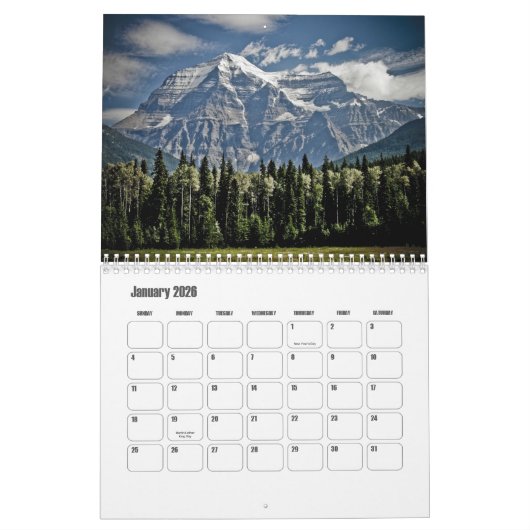 Brits-Columbia-Canada kalender (Jan 2026)