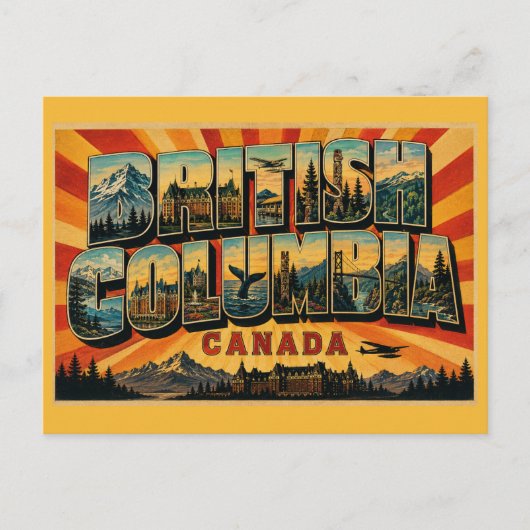 Brits-Columbia Canada Vintage Briefkaart (Voorkant)