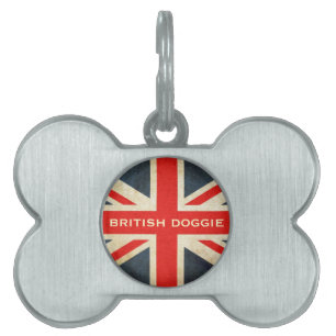 Brits Doggie Union Jack Posh ID Label Huisdieren Naamplaatje
