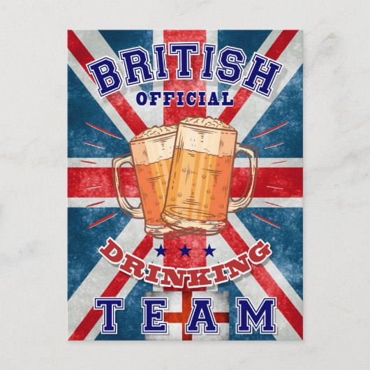 Brits Drink team. Grappig bier Briefkaart (Voorkant)