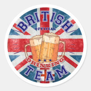 Brits Drink team. Grappig bier Ronde Sticker