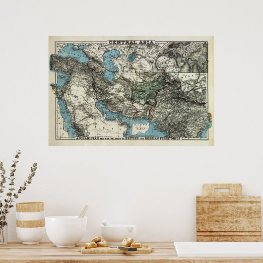 Brits en Russisch gebied van Afghanistan Poster (Keuken)